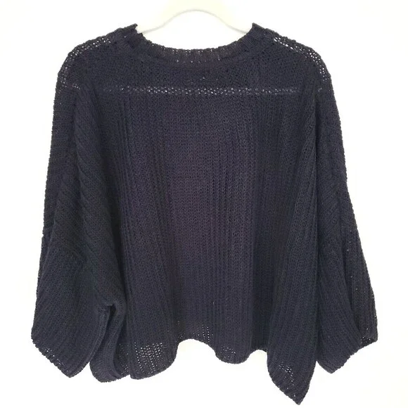 Vintage Eskandar Knit 100% Linen Sweater Womens Large Blue see through Lagenlook - Picture 2 of 16